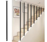 Esta barandilla de Escalera de Tubo Cuadrado de Metal Negro, balaustrada de Hierro Forjado para escaleras Interiores/Exteriores de 95 cm, Poste de Soporte de Seguridad, solución de Ascenso d
