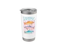 Está bien con mi alma Christian Coastal Fish Beach Vibes Vaso térmico de acero inoxidable de doble pared