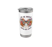 Está bien con mi alma Christian Pretty Vintage Butterfly Vaso térmico de acero inoxidable de doble pared