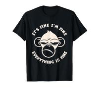 Está Bien, Estoy Bien, Todo está Bien, Divertido, Crazy Monkey Camiseta gráfica económica, Hombre, Negro, M