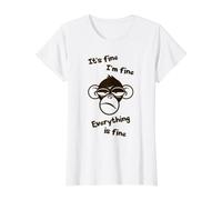 Está Bien, Estoy Bien, Todo está Bien, Divertido, Crazy Monkey Camiseta gráfica económica, Mujer, Blanco, S