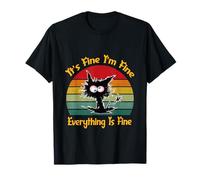 Está Bien, Estoy Bien, Todo está Bien, Divertido Gato Negro Retro Camiseta