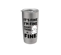 Está bien, estoy bien, todo está bien Meme Funny Bear Vaso térmico de acero inoxidable de doble pared