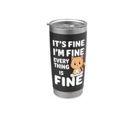 Está bien, estoy bien, todo está bien Meme Funny Cat Vaso térmico de acero inoxidable de doble pared