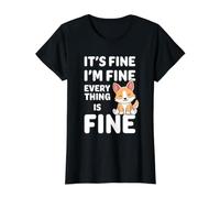 Está Bien, Estoy Bien, Todo está Bien Meme Funny Dog Corgi Camiseta gráfica económica, Mujer, Negro, L