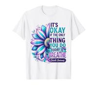 Está Bien Respirar Flor de Conciencia sobre el Suicidio Camiseta gráfica económica, Hombre, Blanco, S