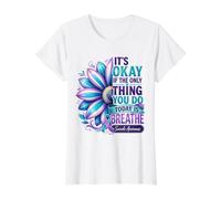 Está Bien Respirar Flor de Conciencia sobre el Suicidio Camiseta gráfica económica, Mujer, Blanco, XS