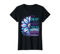 Está Bien Respirar Flor de Conciencia sobre el Suicidio Camiseta gráfica económica, Mujer, Negro, L