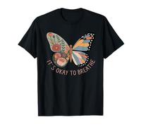 Está Bien Respirar Mariposa Floral Geométrico Camiseta