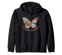 Está Bien Respirar Mariposa Floral Geométrico Sudadera con Capucha