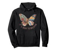 Está Bien Respirar Mariposa Floral Geométrico Sudadera con Capucha