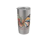 Está bien respirar Mariposa Floral Geométrico Vaso térmico de acero inoxidable de doble pared