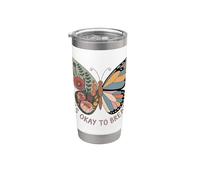 Está bien respirar Mariposa Floral Geométrico Vaso térmico de acero inoxidable de doble pared
