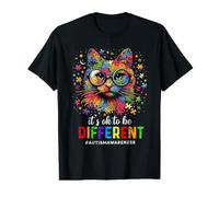 Está Bien ser Diferente Conciencia del Autismo Lindo Gato Camiseta gráfica económica