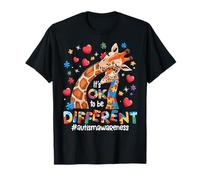 Está bien ser diferente Concientización sobre el autismo Lindo Animal Jirafa Camiseta