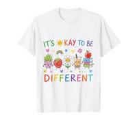 Está Bien ser Diferente, Lindo diseño Positivo para niños y Profesores Camiseta gráfica económica, Hombre, Blanco, XL