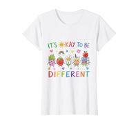 Está Bien ser Diferente, Lindo diseño Positivo para niños y Profesores Camiseta gráfica económica, Mujer, Blanco, XS