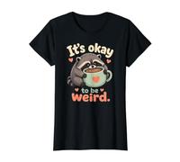 Está Bien ser extraño Lindo Mapache café Abrazo Amor Propio Camiseta gráfica económica, Mujer, Negro, XL