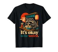 Está Bien ser Raro Mapache Ramen japonés Vintage Meme Camiseta gráfica económica, Hombre, Negro, L