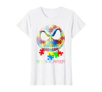 Está Bien ser un Poco Diferente: Esqueleto Divertido del Autismo Camiseta gráfica económica, Mujer, Blanco, L
