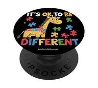 Está bien ser una jirafa de conciencia sobre el autismo diferente PopSockets PopGrip Adhesivo