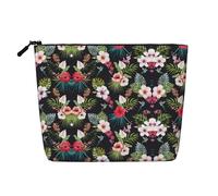 Esta bolsa de cosméticos con estampado floral de una sola capa cuenta con un diseño categorizado para almacenar tus instrumentos de escritura, suministros de arte y objetos pequeños cotidianos