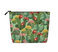 Esta bolsa de cosméticos de una sola capa con estampado floral de cactus cuenta con un diseño categorizado para almacenar tus instrumentos de escritura, suministros de arte y objetos pequeños diarios