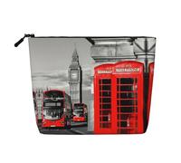 Esta bolsa de cosméticos de una sola capa con impresión telefónica de Inglaterra, Reino Unido, Londres, cuenta con un diseño categorizado para almacenar tus instrumentos de escritura, suministros de