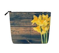 Esta bolsa de cosméticos impresa con ramo de narcisos de una sola capa cuenta con un diseño categorizado para almacenar tus instrumentos de escritura, suministros de arte y objetos pequeños cotidianos