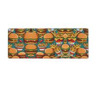 Esta bonita alfombrilla para teclado y mouse de hamburguesas fritas, de 12 x 31.5 pulgadas de tamaño, está diseñada para computadoras, consolas, oficinas, y también es adecuada para juegos y estudios.