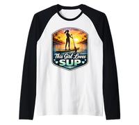 Esta Chica ama Sup Amante Mujer Standup Paddleboarding Lindo Camiseta Manga Raglan