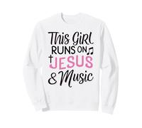 Esta Chica Corre con Jesús y la música, la Biblia, el Dios religioso, el Piano Sudadera