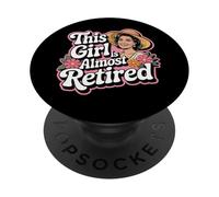 Esta chica es casi jubilada mujer con sombrero retro PopSockets PopGrip Adhesivo