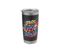 Esta chica es un ninja divertida fiesta de cumpleaños colorido arte niños Vaso térmico de acero inoxidable de doble pared