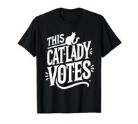 Esta Dama Gato vota Camiseta gráfica económica, Hombre, Negro, XL