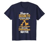 Está En El Vientre De Mi Madre Chicas Divertido Hermana Camiseta, Niños, Azul Marino, 3 años