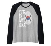 Está en mi ADN Corea del Sur Huella Digital Camiseta Manga Raglan