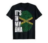 Está en mi ADN Huella Digital de la Bandera de Jamaica Camiseta gráfica económica, Hombre, Negro, M