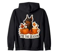 Esta es la estación: Perro Doberman Pinscher, otoño, otoño, Cachorro de Calabaza Sudadera con Capucha