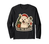 Esta es la Temporada, Bichon Frise Dog, Feliz árbol de Navidad, mamá y papá Manga Larga