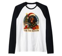 Esta es la Temporada: Gordon Setter Dog, Feliz Navidad, mamá, papá, diversión Camiseta Manga Raglan