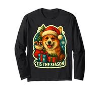 Esta es la Temporada: Pembroke Welsh Corgi, Pembroke, Navidad, mamá, papá Manga Larga