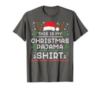 Esta es mi Camisa de Pijama de Navidad Divertida Familia a Juego Navidad Camiseta, Hombre, Asfalto, 5XL