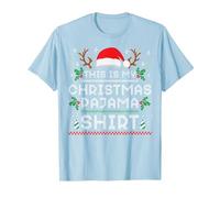 Esta es mi Camisa de Pijama de Navidad Divertida Familia a Juego Navidad Camiseta, Hombre, Azul Bebé, L