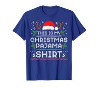 Esta es mi Camisa de Pijama de Navidad Divertida Familia a Juego Navidad Camiseta, Hombre, Azul Real, S