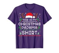 Esta es mi Camisa de Pijama de Navidad Divertida Familia a Juego Navidad Camiseta, Hombre, Morado, S
