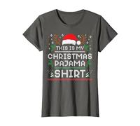 Esta es mi Camisa de Pijama de Navidad Divertida Familia a Juego Navidad Camiseta, Mujer, Asfalto, M