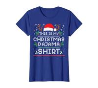 Esta es mi Camisa de Pijama de Navidad Divertida Familia a Juego Navidad Camiseta, Mujer, Azul Real, XL