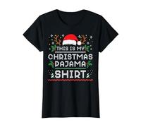 Esta es mi Camisa de Pijama de Navidad Divertida Familia a Juego Navidad Camiseta, Mujer, Negro, XS