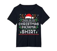 Esta es mi Camisa de Pijama de Navidad Divertida Familia a Juego Navidad Camiseta, Mujer Tallas Grandes, Negro, 4XL Grande